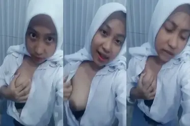 ABG SMA Berhijab Nekat Pamer Toket Viral Kost